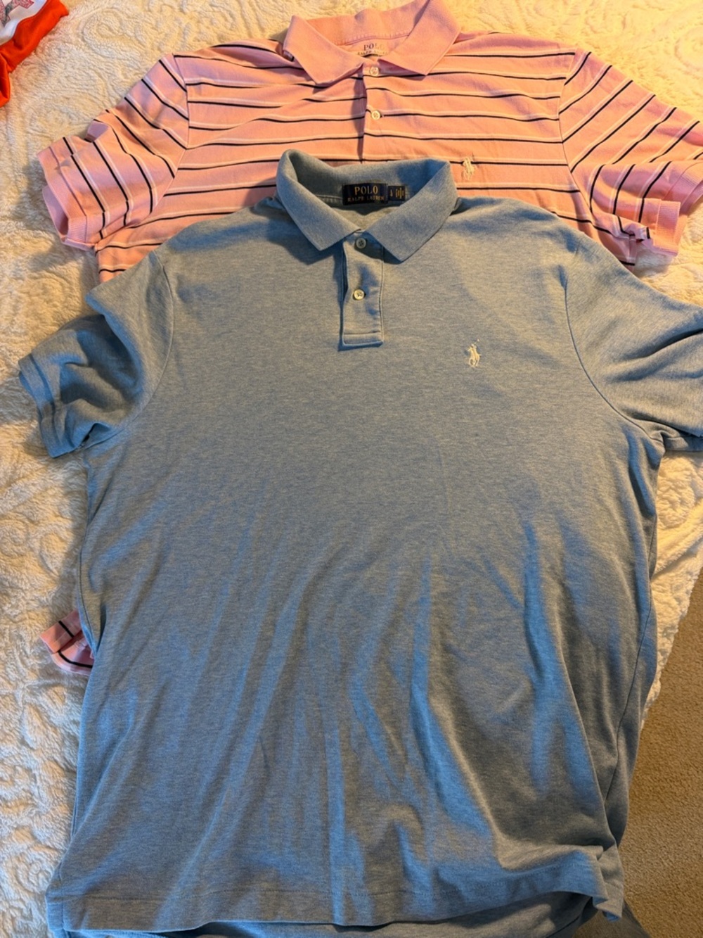 Polo by Ralph Lauren Light Blue Polo with Pink Striped Polo